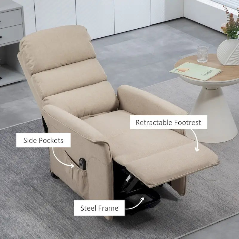 HOMCOM Power Lift Recliner Chair for Elderly, Easy Assembly, Fabric Lift Chair with Remote Control