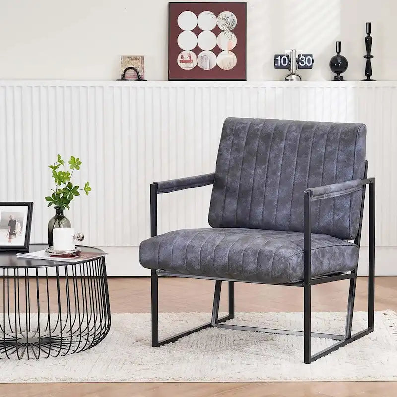 Upholstered Accent Chair with Sturdy Rust-Resistant Metal Framel Arm Chair Outdoor and Indoor Use Reading Chair