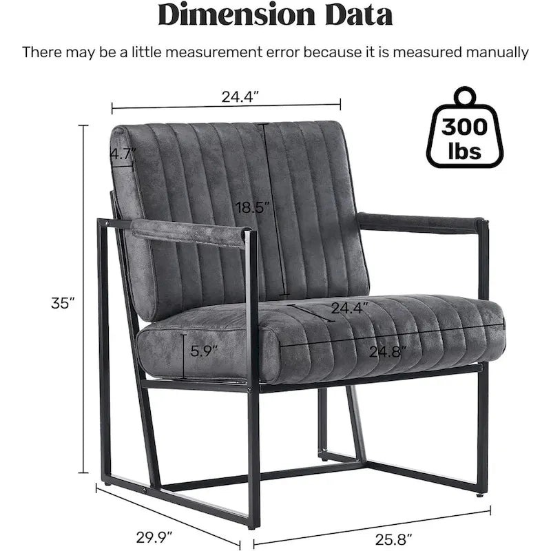 Upholstered Accent Chair with Sturdy Rust-Resistant Metal Framel Arm Chair Outdoor and Indoor Use Reading Chair