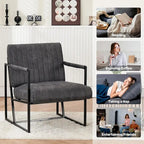 Upholstered Accent Chair with Sturdy Rust-Resistant Metal Framel Arm Chair Outdoor and Indoor Use Reading Chair
