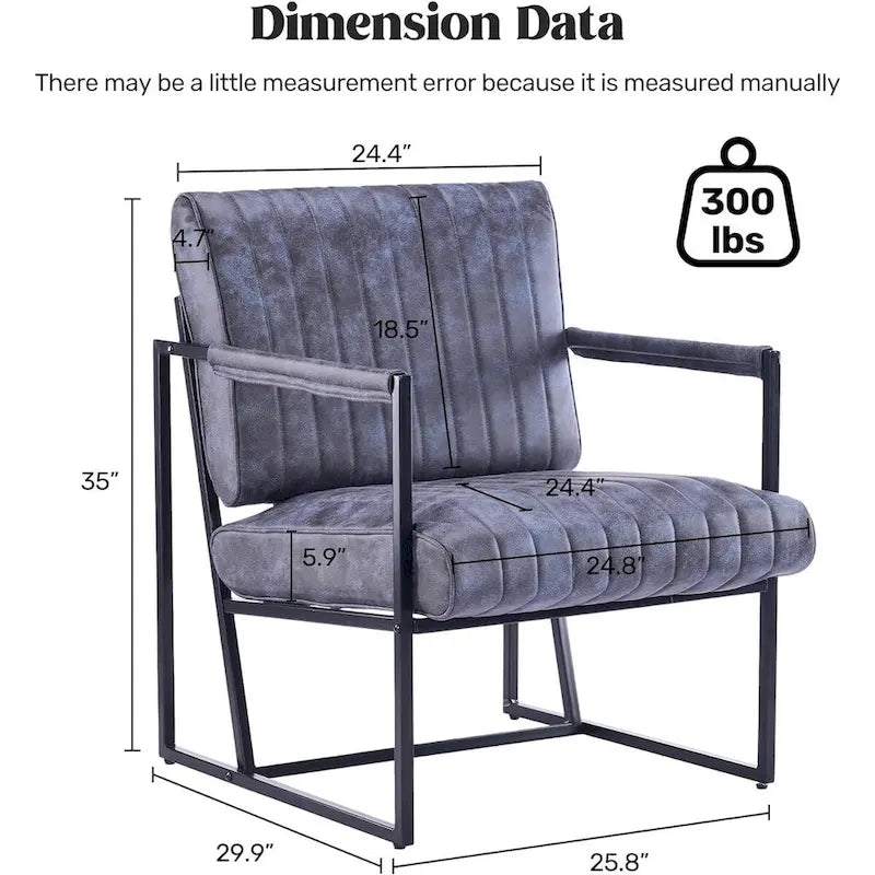 Upholstered Accent Chair with Sturdy Rust-Resistant Metal Framel Arm Chair Outdoor and Indoor Use Reading Chair