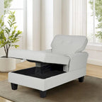 Chaise Lounge Indoor Sleeper Sofa Bed Chair Upholstered Lounge Chair for Bedroom Living Room with Rivets Beige