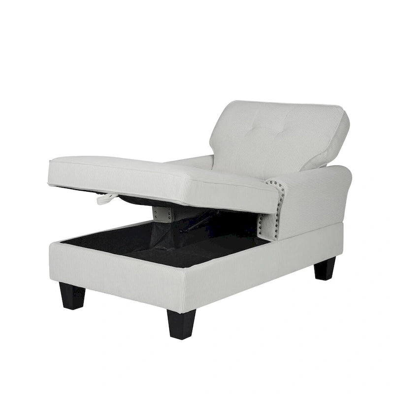 Chaise Lounge Indoor Sleeper Sofa Bed Chair Upholstered Lounge Chair for Bedroom Living Room with Rivets Beige
