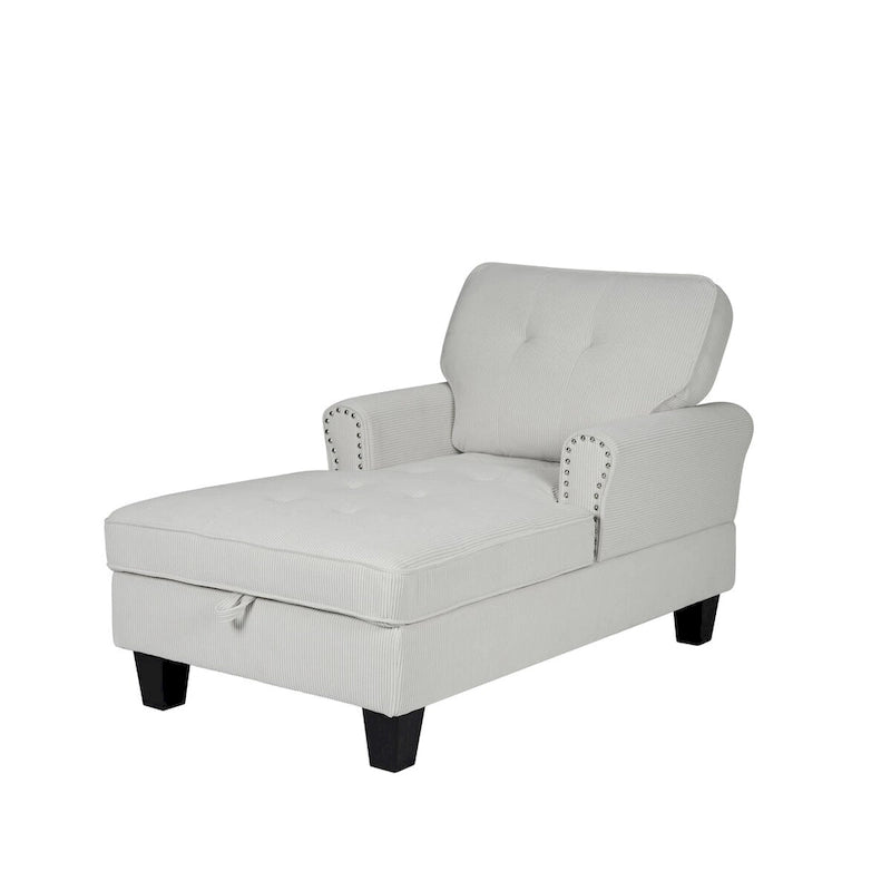 Chaise Lounge Indoor Sleeper Sofa Bed Chair Upholstered Lounge Chair for Bedroom Living Room with Rivets Beige