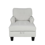 Chaise Lounge Indoor Sleeper Sofa Bed Chair Upholstered Lounge Chair for Bedroom Living Room with Rivets Beige