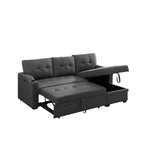 Mabel 83-inch Dark Gray Sleeper Sectional Sofa with Cup Holder, USB Charging Port, and Pocket - 83W x 54D x 35H