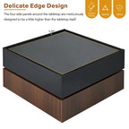 Square 360Rotating Coffee Table with 2 Drawers, Gloss 2-Tier Center Table with Storage, Side Table for Living Room