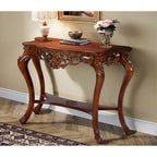 Vintage Carved Console Table with Storage Shelves Sofa Table