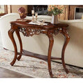 Vintage Carved Console Table with Storage Shelves Sofa Table