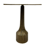 18 Inch Side End Table, Decorative Fluted Base, Square Top, Antique Brass Finish