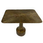 18 Inch Side End Table, Decorative Fluted Base, Square Top, Antique Brass Finish