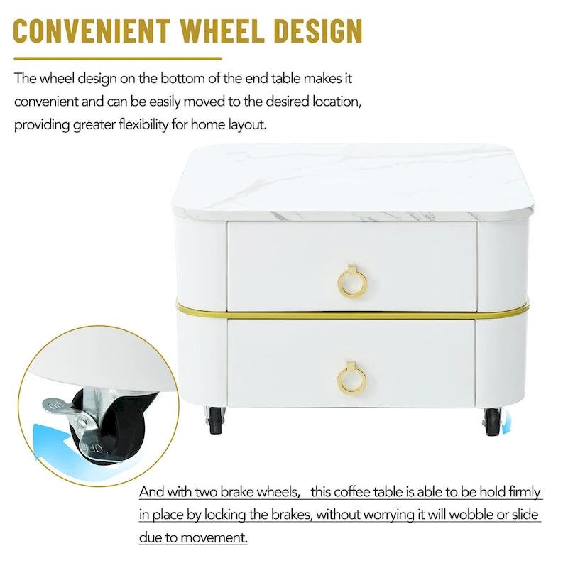 Harper&Bright Designs 2-in-1 Square Nesting Coffee Table with Wheels
