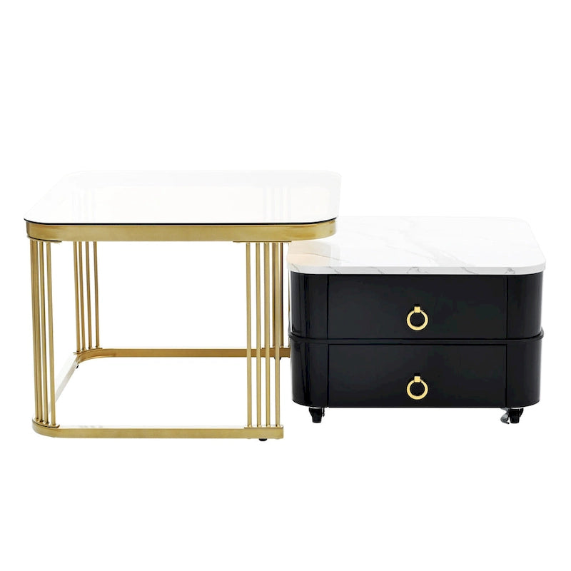 Harper&Bright Designs 2-in-1 Square Nesting Coffee Table with Wheels