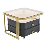 Harper&Bright Designs 2-in-1 Square Nesting Coffee Table with Wheels