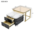 Harper&Bright Designs 2-in-1 Square Nesting Coffee Table with Wheels