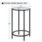 Yaheetech Round Accent Table Bedside Table with Metal Frame Glass Top