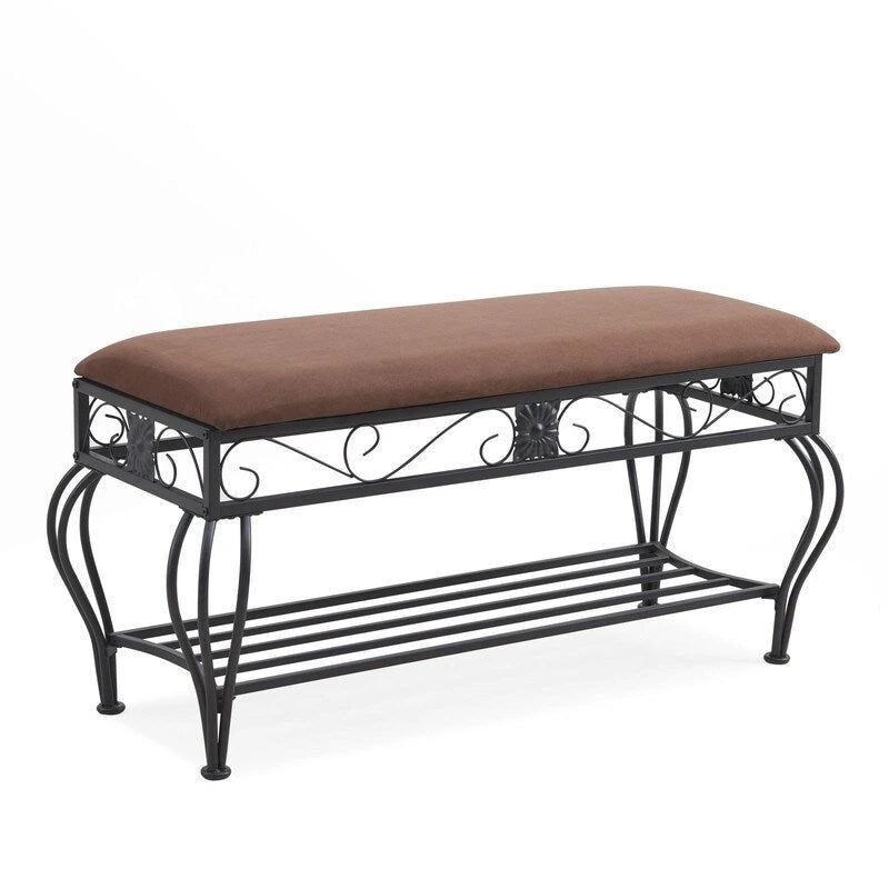 Mieres Shoe Bench, 2-Tier Shoe Rack for Entryway, Storage Organizer with Padded Seat, 39.37Open Shoe Storage Bench Organizer