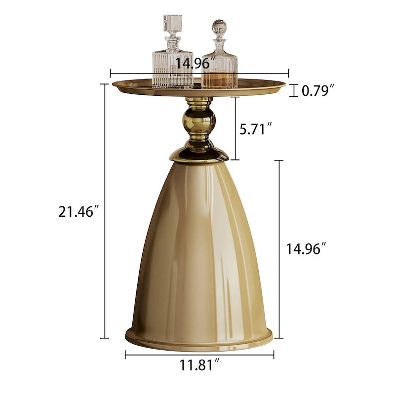 Luxury Design Iron End Table, Minimalist Round Side Table for Small Space