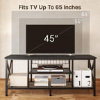 Industrial TV Stand TV Console for Televisions Bedroom with Open Storage Shelves