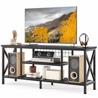 Industrial TV Stand TV Console for Televisions Bedroom with Open Storage Shelves