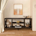 Industrial TV Stand TV Console for Televisions Bedroom with Open Storage Shelves