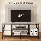 Industrial TV Stand TV Console for Televisions Bedroom with Open Storage Shelves