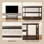 Industrial TV Stand TV Console for Televisions Bedroom with Open Storage Shelves