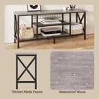 Industrial TV Stand TV Console for Televisions Bedroom with Open Storage Shelves