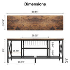 Industrial TV Stand TV Console for Televisions Bedroom with Open Storage Shelves