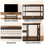 Industrial TV Stand TV Console for Televisions Bedroom with Open Storage Shelves