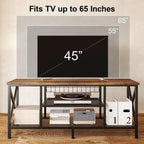 Industrial TV Stand TV Console for Televisions Bedroom with Open Storage Shelves