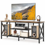 Industrial TV Stand TV Console for Televisions Bedroom with Open Storage Shelves