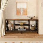 Industrial TV Stand TV Console for Televisions Bedroom with Open Storage Shelves