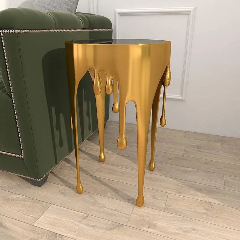 Artistic 16 Wide Metallic Drip Metal Accent Table - 16 x 25
