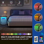 Moasis Set of 2 Farmhouse LED End Table with Charging Station Sofa Side Table USB Ports