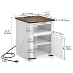 Moasis Set of 2 Farmhouse LED End Table with Charging Station Sofa Side Table USB Ports