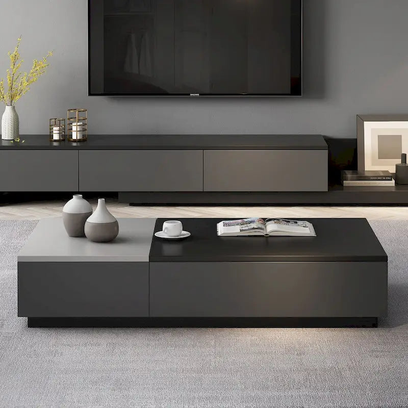 51.18 Lift Top Coffee Table with Hidden Storage Compartment and 2 Drawers