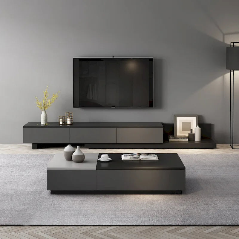 51.18 Lift Top Coffee Table with Hidden Storage Compartment and 2 Drawers