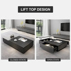 51.18 Lift Top Coffee Table with Hidden Storage Compartment and 2 Drawers