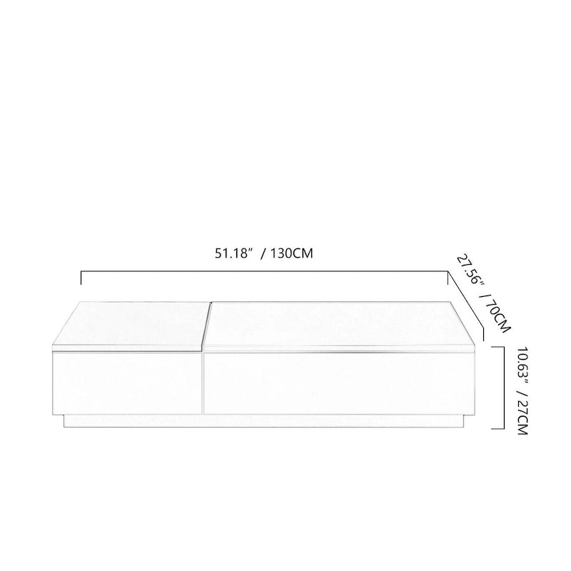 51.18 Lift Top Coffee Table with Hidden Storage Compartment and 2 Drawers