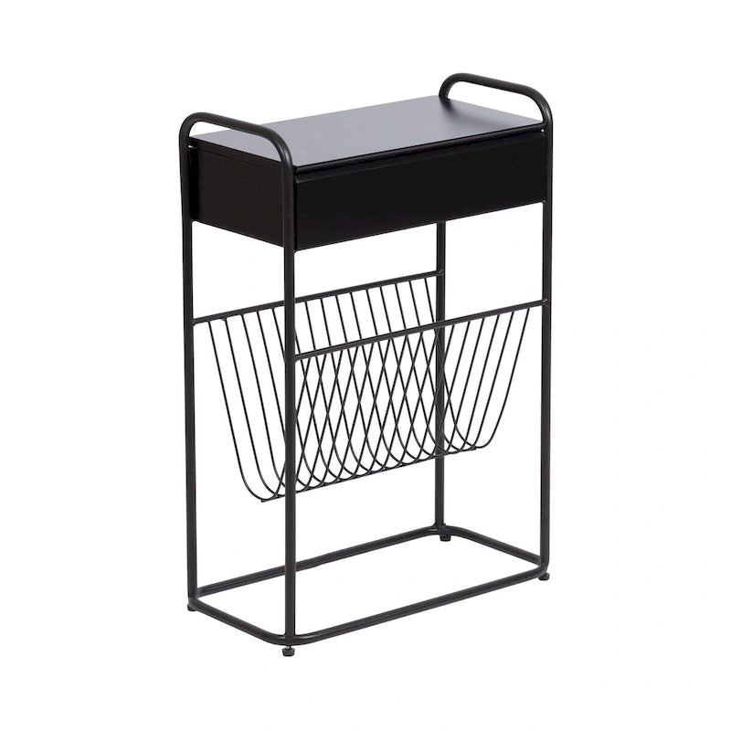 Black Metal Narrow Side Table - 19x9x26 Single User