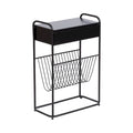 Black Metal Narrow Side Table - 19x9x26 Single User
