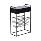 Black Metal Narrow Side Table - 19x9x26 Single User