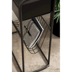 Black Metal Narrow Side Table - 19x9x26 Single User