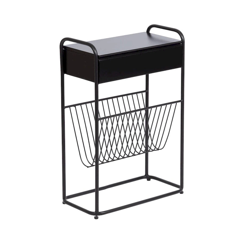 Black Metal Narrow Side Table - 19x9x26 Single User