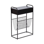 Black Metal Narrow Side Table - 19x9x26 Single User