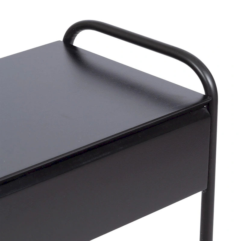 Black Metal Narrow Side Table - 19x9x26 Single User