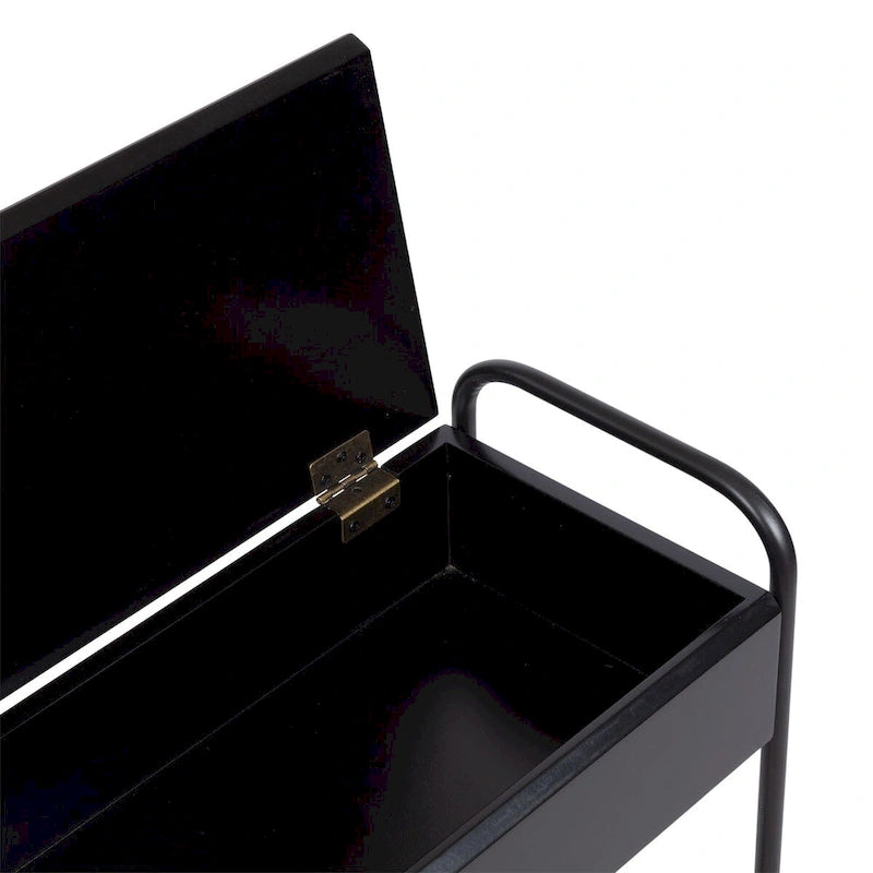 Black Metal Narrow Side Table - 19x9x26 Single User