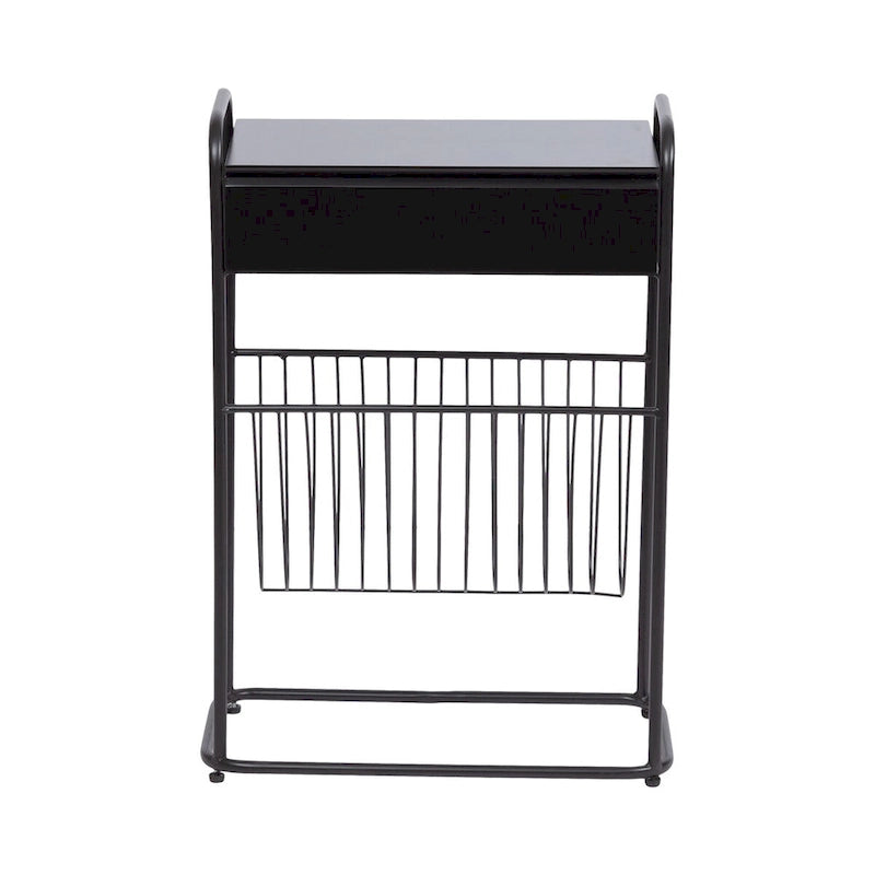 Black Metal Narrow Side Table - 19x9x26 Single User