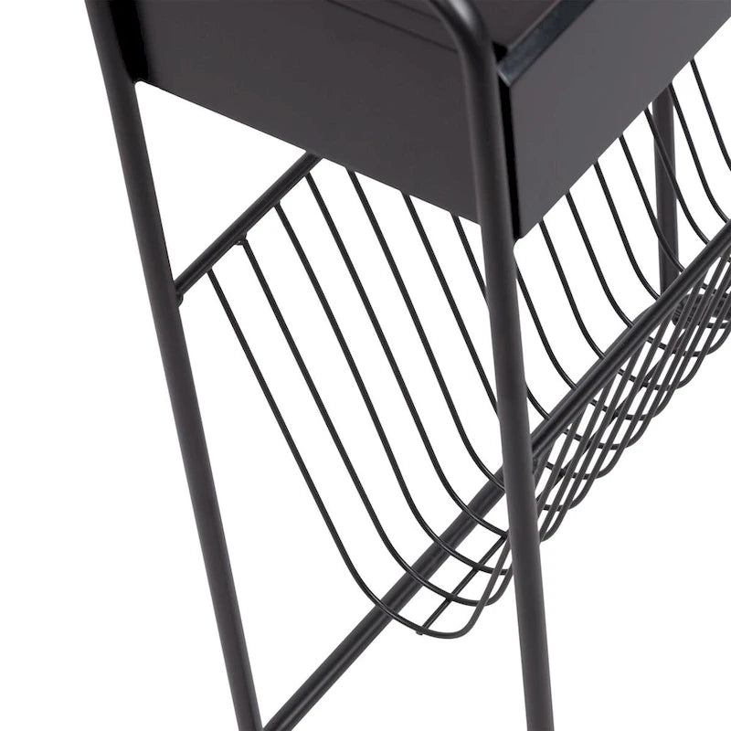 Black Metal Narrow Side Table - 19x9x26 Single User